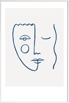 JUNIQE - Poster met kunststof lijst Faces No. 2 -13x18 /Blauw & Wit