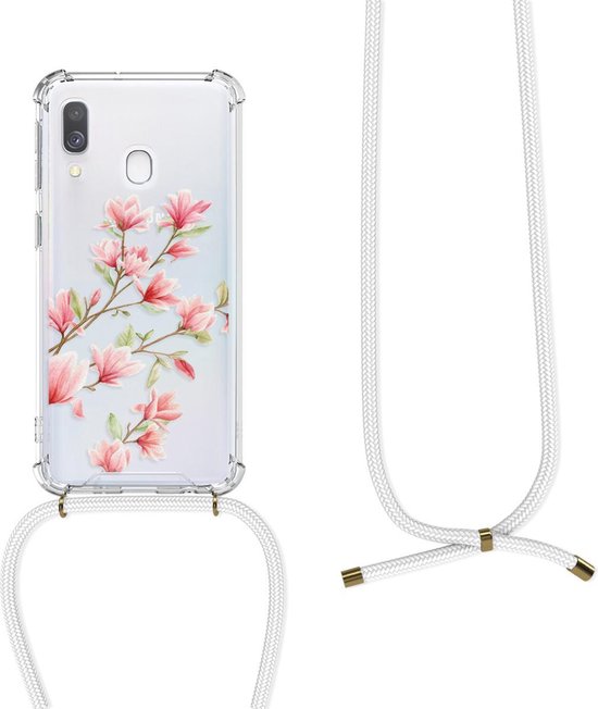 kwmobile phone case pour Samsung Galaxy A40 - Etui avec cordon rose poudré  / blanc /... | bol.com