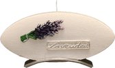 Witte lavendel provence ovale schijfkaars 90/185/12 op standaard (4uur)