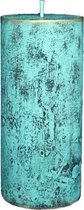 Turquoise loft rustiek stompkaars 150/70 (68 uur)