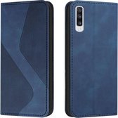 Voor Samsung Galaxy A50 / A30s / A50s Skin Feel Magnetisch S-type Effen Kleur Horizontale Flip Lederen Case met Houder & Kaartsleuf & Portemonnee (Blauw)