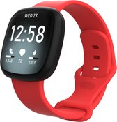 By Qubix geschikt voor Fitbit Versa 3 - Fitbit Versa 4 - Fitbit Sense 1 - Fitbit Sense 2 Sportbandje - Rood - Maat: S-M Smartwatchbandje bandje Armband Polsband Strap Band Watchband