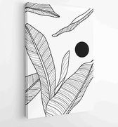 Botanical wall art vector set. Foliage line art drawing with abstract shape. 4 - Moderne schilderijen – Vertical – 1813369855 - 80*60 Vertical