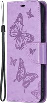 Mobigear Telefoonhoesje geschikt voor Samsung Galaxy A02s Hoesje | Mobigear Butterfly Bookcase Portemonnee | Pasjeshouder voor 2 Pasjes | Telefoonhoesje voor Pinpas / OV Kaart / Rijbewijs - Paars