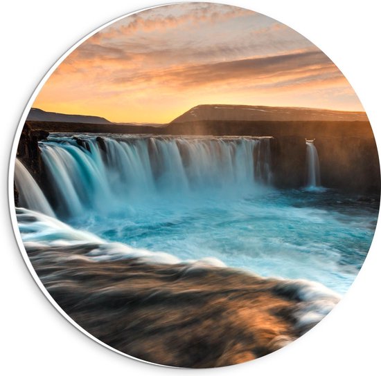 Forex Wandcirkel - Waterfall of The God - 20x20cm Foto op Wandcirkel (met ophangsysteem)