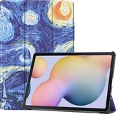 Samsung Galaxy Tab S7+ Hoes - Mobigear - Tri-Fold Serie - Kunstlederen Bookcase - The Starry Night - Hoes Geschikt Voor Samsung Galaxy Tab S7+
