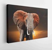 Onlinecanvas - Schilderij - Sunset Elephant In National Park Africa. Kenya Art Horizontal Horizontal - Multicolor - 60 X 80 Cm