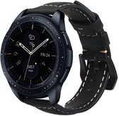 Leer Smartwatch bandje - Geschikt voor  Samsung Galaxy Watch leren band 41mm / 42mm - zwart - Strap-it Horlogeband / Polsband / Armband