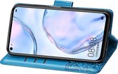 Huawei P40 Lite Hoesje - Mobigear - Butterfly Serie - Kunstlederen Bookcase - Blauw - Hoesje Geschikt Voor Huawei P40 Lite