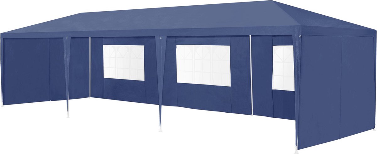 Paviljoen partytent met 8 zijwanden 9x3x2,55 m donkerblauw