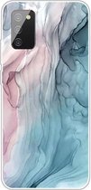 Marmer TPU Back Cover - Samsung Galaxy A02s Hoesje - Pink / Blauw
