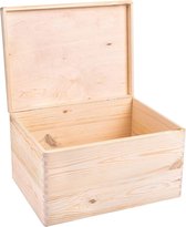 boîte de rangement jardin - ZINAPS Creative Deco XXL grande boîte en bois avec couvercle, bois naturel, 40 x 30 x 24 cm