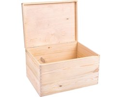 opbergbox tuin - ZINAPS Creative Deco XXL grote houten doos met deksel, natuurlijk hout, 40 x 30 x 24 cm