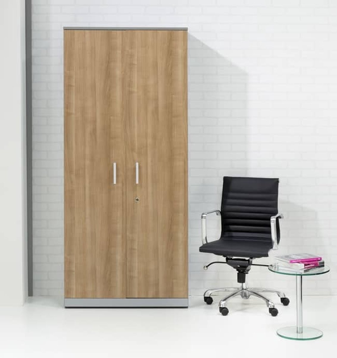 ABC Kantoormeubelen Modulaire draaideurkast Chief 200x90x42cm Havanna ombouw Wit