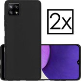 Hoes Geschikt voor Samsung A22 5G Hoesje Cover Siliconen Back Case Hoes - 2x - Zwart