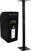 Engelse brievenbus + Paal - Zwart - 24x37x57 cm - afsluitbaar 2 x sleutel – 5 kg gewichtscapiciteit - waterbestendig - brievenbus standaard
