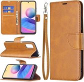 Voor Xiaomi Poco M3 Pro/Redmi Note 10 5G Retro Lamsvacht Textuur Pure Kleur Horizontale Flip PU Lederen Case met Houder & Kaartsleuven & Portemonnee & Lanyard (Geel)