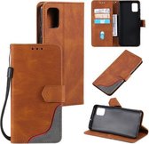 Voor Samsung Galaxy Note20 Driekleurige Stiksels Kalf Textuur Horizontale Flip Lederen Case met Houder & Kaartsleuven & Portemonnee (Bruin)