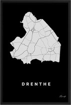 Poster Provincie Drenthe - A3 - 30 x 40 cm - Inclusief lijst (Zwart MDF)