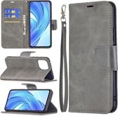 Voor Xiaomi Mi 11 Lite Retro Lamsleer Textuur Pure Kleur Horizontale Flip PU Lederen Case met Houder & Kaartsleuven & Portemonnee & Lanyard (Grijs)