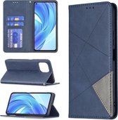 Voor Xiaomi Mi 11 Lite Ruit Textuur Horizontale Flip Magnetische Leren Case met Houder & Kaartsleuven (Blauw)