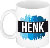 Henk naam cadeau mok / beker met verfstrepen - Cadeau collega/ vaderdag/ verjaardag of als persoonlijke mok werknemers