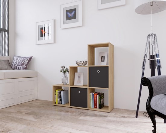 YGYQZ Ruimteverdeler rek, wit boekenkast met 2 niveaus, hout, open