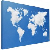 Wereldkaart Wolken - Canvas 90x60