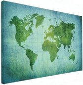 Wereldkaart Vervaagd Groen - Canvas 100x50
