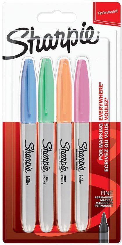 Sharpie permanente markers | Fijne punt | Diverse pastelkleuren | 4 stuks |  bol.com