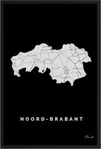Poster Provincie Noord-Brabant - A2 - 42 x 59,4 cm - Inclusief lijst (Zwart Aluminium)