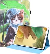 Voor Samsung Galaxy Tab A7 Lite 8.7 SM-T220/SM-T225 Animal Patroon Horizontale Flip Lederen Case met Houder & Kaartsleuven & Fotolijst (Bib Kitten)