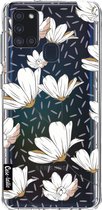 Casetastic Samsung Galaxy A21s (2020) Hoesje - Softcover Hoesje met Design - Sprinkle Leaves and Flowers Print