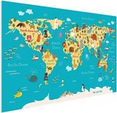 Wereldkaart Perspectief Blauwtint - Poster 40x30