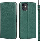 Litchi Textuur Horizontale Flip Top Layer Koeienhuid Lederen Case met Houder & Kaartsleuven & Portemonnee & Riem & Draad Winder Voor iPhone 11 (Groen)