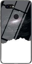 Voor Google Pixel 3 Sterrenhemel Geschilderd Gehard Glas TPU Schokbestendige Beschermhoes (Kosmische Sterrenhemel)