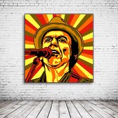 Pop Art John Hiatt Acrylglas - 80 x 80 cm op Acrylaat glas + Inox Spacers / RVS afstandhouders - Popart Wanddecoratie