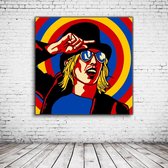 Pop Art Tom Petty Acrylglas - 100 x 100 cm op Acrylaat glas + Inox Spacers / RVS afstandhouders - Popart Wanddecoratie