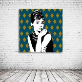 Audrey Hepburn Pop Art Canvas - 90 x 90 cm - Canvasprint - Op dennenhouten kader - Geprint Schilderij - Popart Wanddecoratie