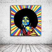 Pop Art Diana Ross Canvas - 100 x 100 cm - Canvasprint - Op dennenhouten kader - Geprint Schilderij - Popart Wanddecoratie