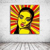 Pop Art Rihanna Acrylglas - 80 x 80 cm op Acrylaat glas + Inox Spacers / RVS afstandhouders - Popart Wanddecoratie
