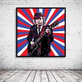 Pop Art Angus Young Poster in lijst - 95 x 95 cm Fotopapier Mat 180 gr Framed - Popart Wanddecoratie