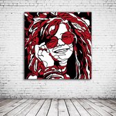 Janis Joplin  Pop Art Canvas - 80 x 80 cm - Canvasprint - Op dennenhouten kader - Geprint Schilderij - Popart Wanddecoratie