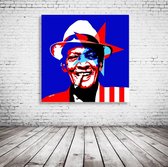 Buena Vista Social Club Compay Segundo Art Acrylglas - 100 x 100 cm op Acrylaat glas + Inox Spacers / RVS afstandhouders - Popart Wanddecoratie