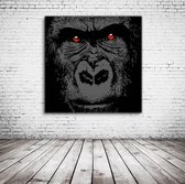 Gorilla Art Canvas - 80 x 80 cm - Canvasprint - Op dennenhouten kader - Geprint Schilderij - Popart Wanddecoratie