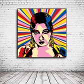 Pop Art Josephine Baker Canvas - 90 x 90 cm - Canvasprint - Op dennenhouten kader - Geprint Schilderij - Popart Wanddecoratie