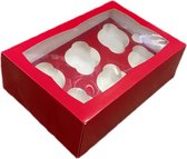 Boîte rouge pour 6 cupcakes (25 pièces)