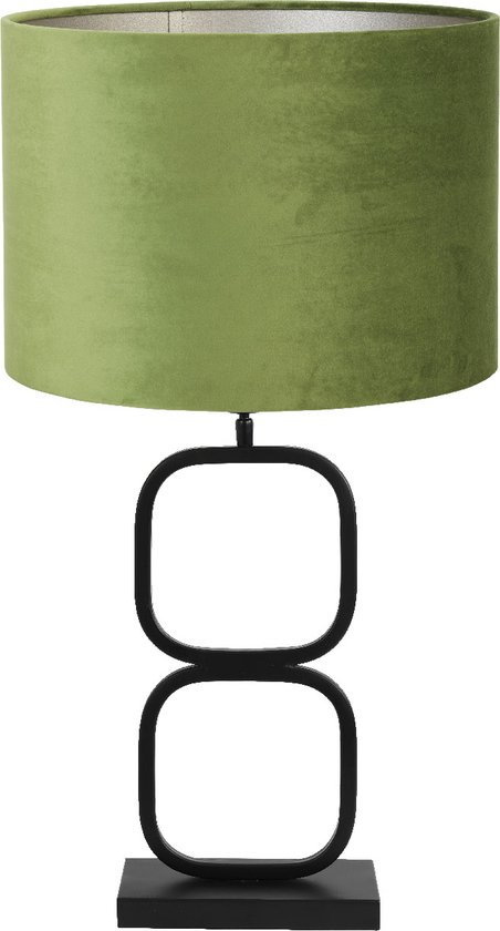 Light & Living Lampe de table avec abat-jour Lutika / Velours - Zwart/ Vert  olive -... | bol.com