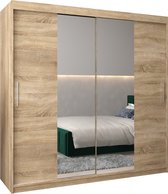 InspireMe - Kledingkast met 2 schuifdeuren, Modern-stijl, Kledingkast met planken (BxHxD): 200x200x62 - TORM I 200 Sonoma Eik