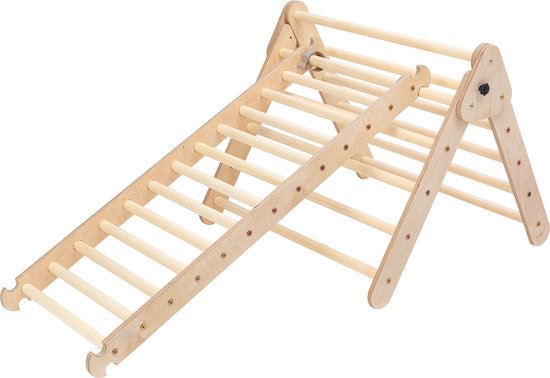 GOPLUS Klimdriehoek indoor, 4-in-1 klimrek met klimboog, ladder